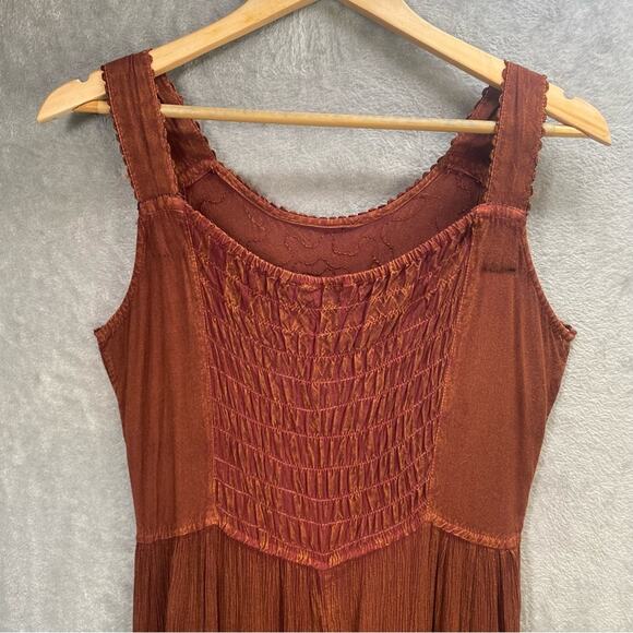 Boho Maxi Dress Small Embroidered Tiered Forest Fairy Grunge Goblin Granola - Picture 5 of 9